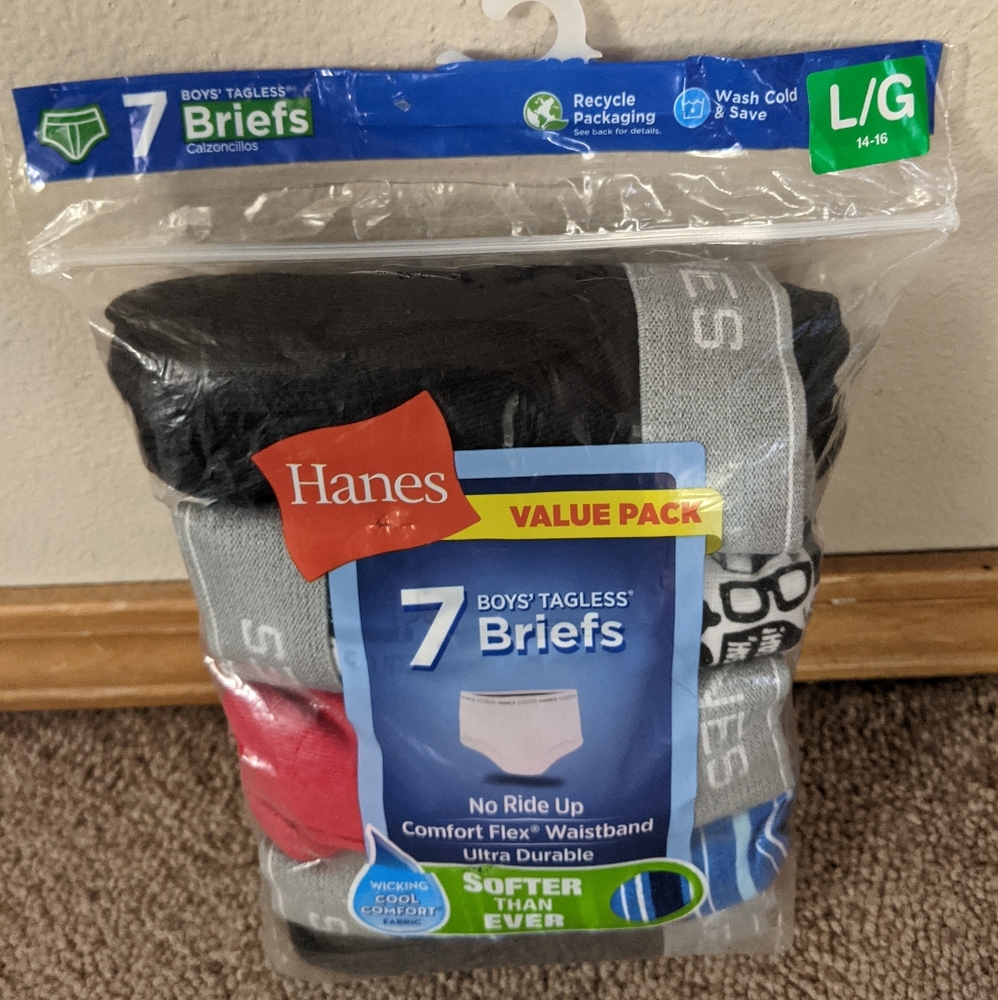 Hanes Boys Tagless Briefs L